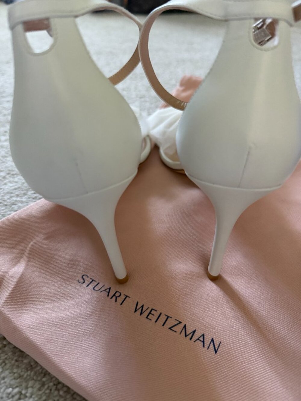Stuart Weitzman Nudist Curve 85 with mesh bow and rhinestones - Picture 2 of 5